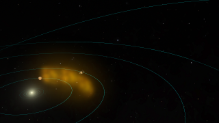 The outer solar atmosphere, the corona, is structured by strong magnetic fields. Where these fields are closed, often above sunspot groups, the confined solar atmosphere can suddenly and violently release bubbles of gas and magnetic fields called coronal mass ejections. A large CME can contain a billion tons of matter that can be accelerated to several million miles per hour in a spectacular explosion. Solar material streams out through the interplanetary medium, impacting any planet or spacecraft in its path. CMEs are sometimes associated with flares but can occur independently.