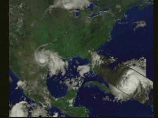 This animation shows a fly-in to Hurricane Bonnie showing the three-dimensional structure of the precipitation as measured by the Precipitation Radar instrument on TRMM on August 22, 1998.  In this animation, a surface of constant precipitation is colored by the value of the precipitation on the ground under the surface.