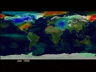 Seasonal global temperature anomalies from January 1950 through October 1998