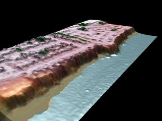 Visualization from airborne laser altimetry data of Esplanade Drive in Pacifica, California in 1998