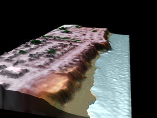 Visualization from airborne laser altimetry data of Esplanade Drive in Pacifica, California in 1998