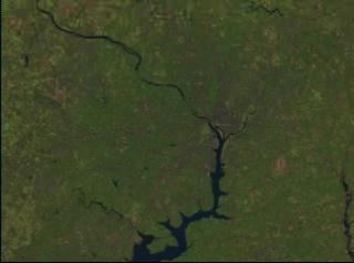 Urban growth of Washington, D.C. and its suburbs from 1973 to 1996.