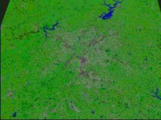 A simulation showing the correlation between thermal and visible Landsat data of the Atlanta Heat Island