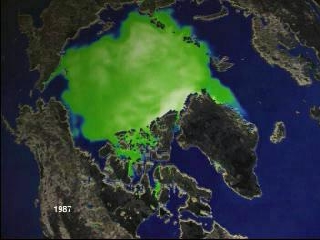 Arctic sea ice concentrations in September of each year from 1979 through 1998