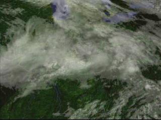 Clouds over the Great Lakes on August 3, 2000, as measured by GOES-11