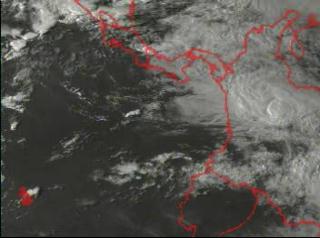 Clouds over the Pacific Ocean and Latin America on August 2, 2000, as measured by GOES-11