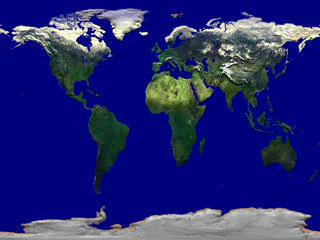 An animation of the global oceans draining on a flat Earth