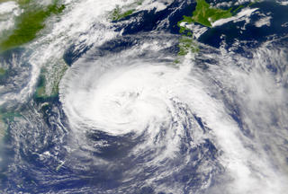 Typhoon Pabuk over the southern part of Japan, August 21, 2001.