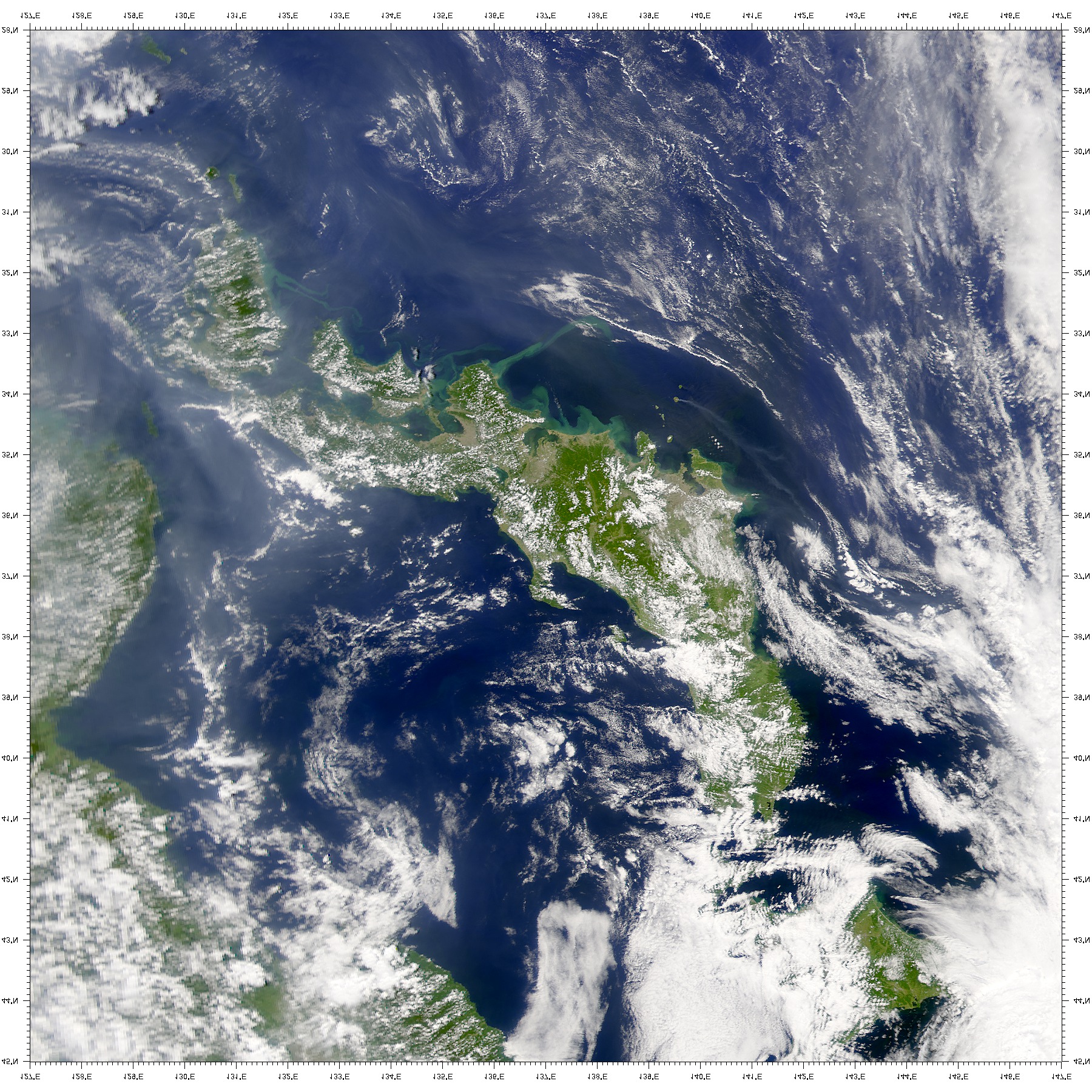 Japanese area showing aftermath of Typhoon Pabuk