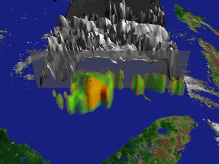 Peel away the clouds to reveal Tropical Storm Cristobal rain structure. Yellow denotes 0.5+ inches of rain, green denotes 1.0+ inches of rain, and red is 2.0+ inches of rain.   