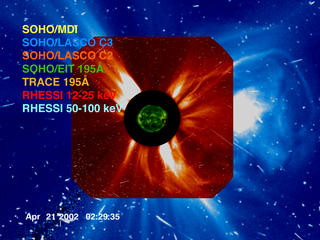 The expanding bubble of hot plasma expands into SOHO-LASCO C3 field of view just before bursting