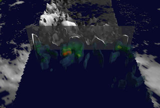 Peel Away the clouds to see the structure.   Light blue shows at least 1.0 inch of rain. Green represents at least 1.7 inches of rain.   Yellow is areas with over 2.0 inches of rain fell per hour, and red depicts more than 2.0 inches of rain per hour.