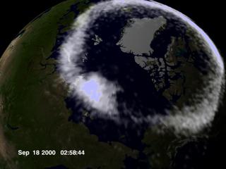 A bright moment for the proton aurora - the bright spot near the center.