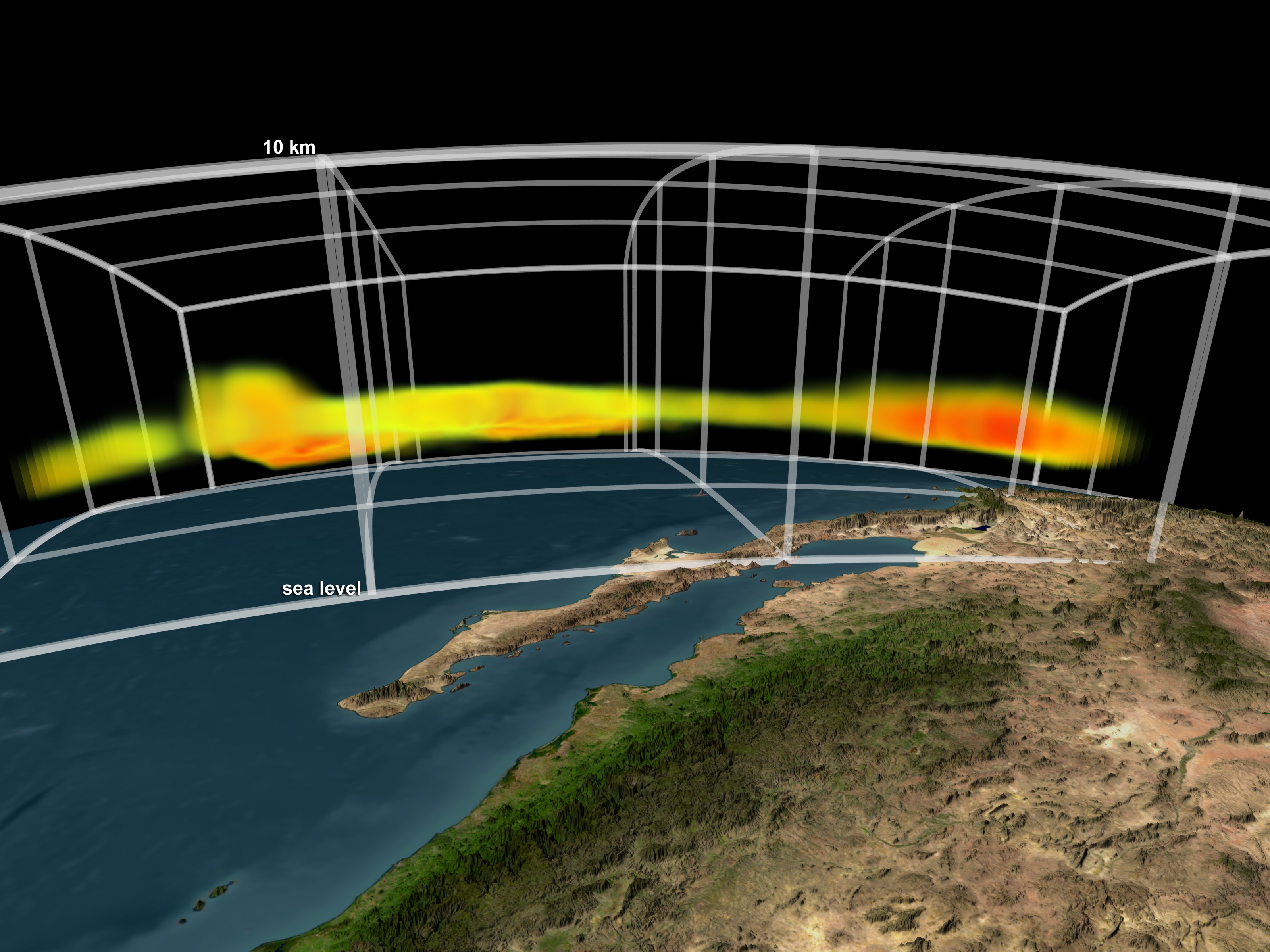  Aqua-AIRS water vapor data (highest water vapor concentrations)