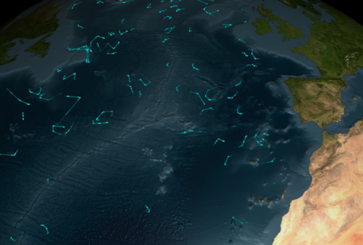 Animation showing locations of the ARGO buoy array