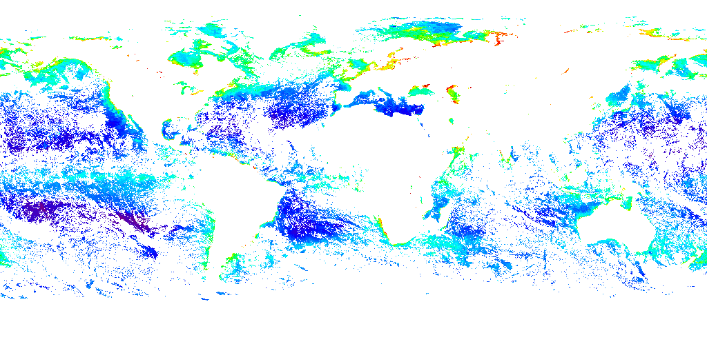 Four days of accumulating Aqua MODIS ocean color swaths during the period of Hurricane Katrina, from August 27, 2005 through August 30, 2005.This product is available through our Web Map Service.