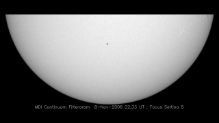 Movie of Mercury passing across the disk of the Sun.