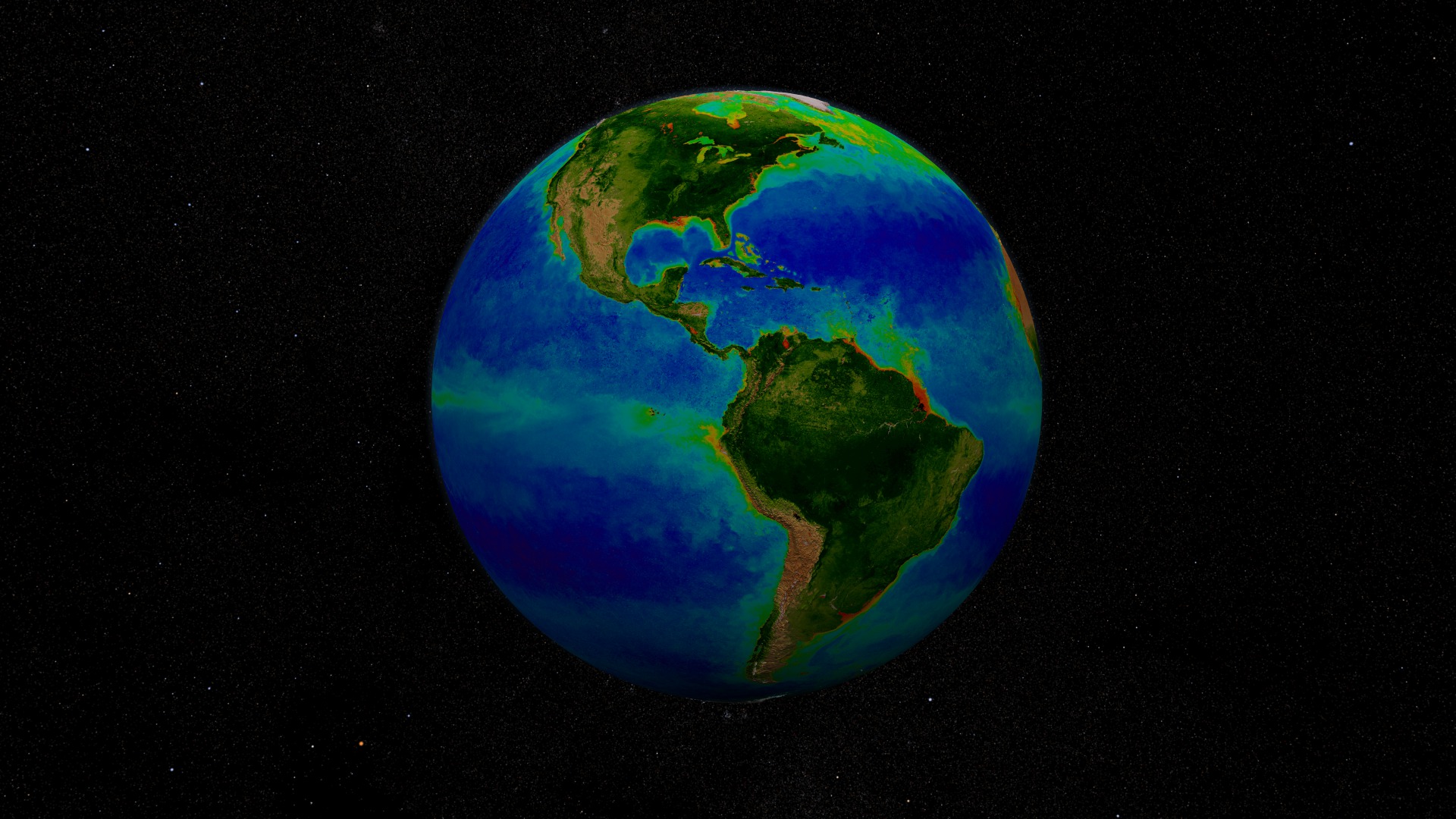 This set provides stereoscopic content (Left and Right Eye separate) of the visualization with a starfield as a background.