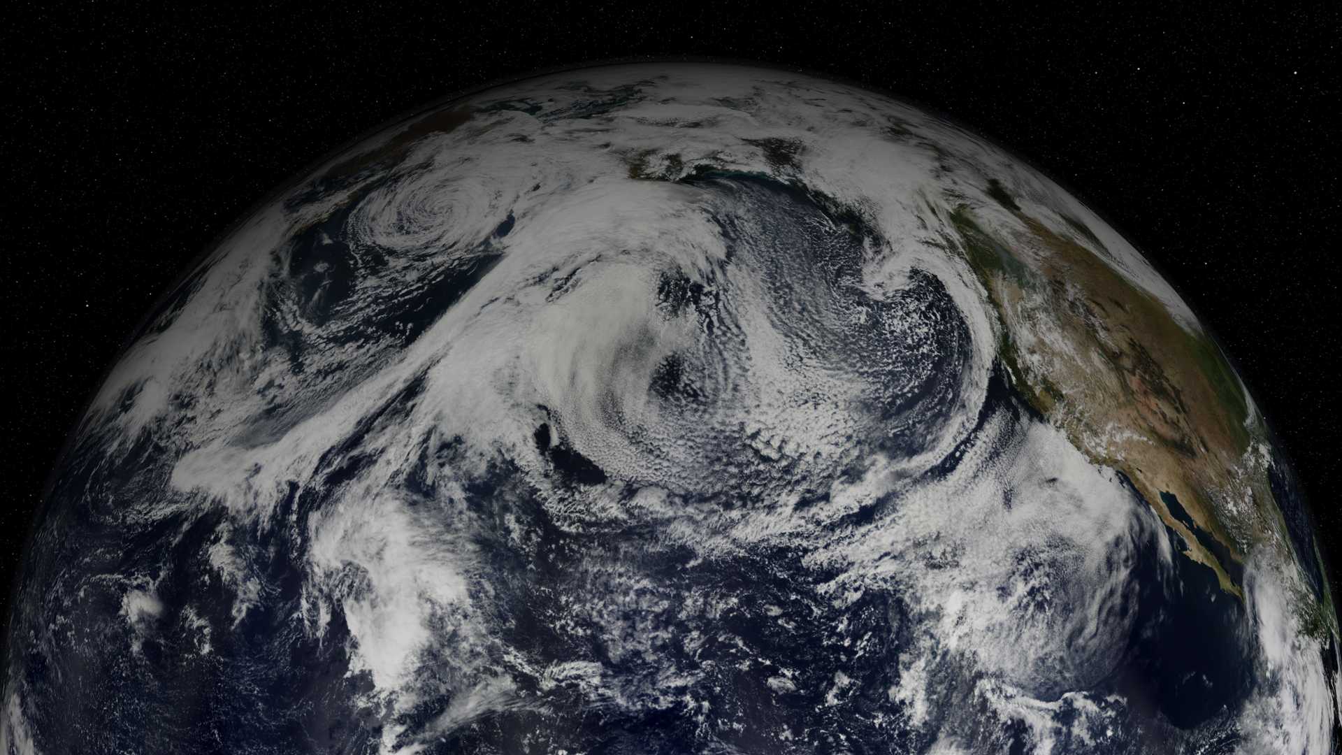 Approaching the region of Aleutian Islands in the North Pacific.