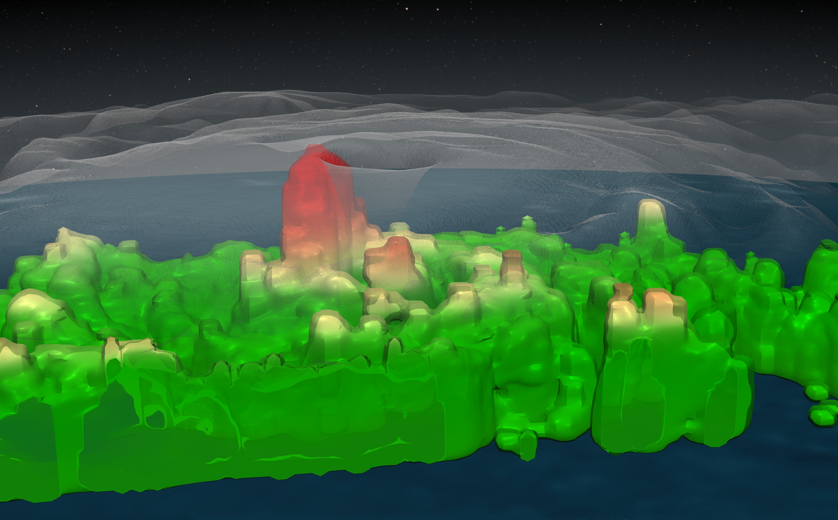 This set contains stereoscopic visualization with separate frame sets for left eye and right eye. The TRMM satellite observes a 16 km convective tower, shown in red, at the center of Hurricane Danielle on August 27, 2010. 