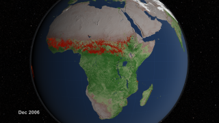 A 10 year sequence of global fires as seen by NASA's MODIS instruments.