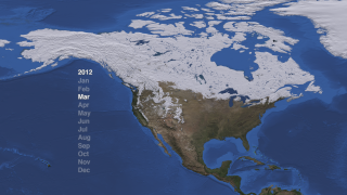 Visualization of North America Snow Cover Map for the period of July 1, 2009 - March 11, 2012.