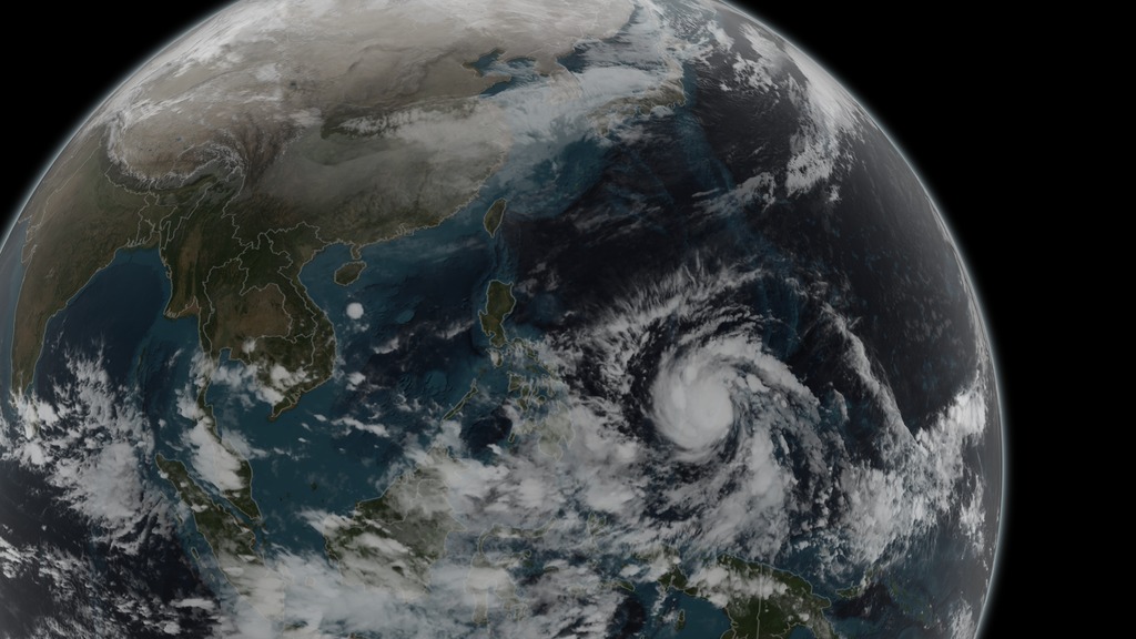 Print resolution still of Typhoon Hagupit approaching the Philippines