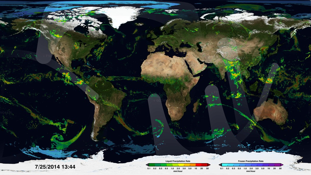 An animation depicting the build-up of precipitation data on a flat map from the Global Precipitation Measurement constellation of satellites, resulting in the IMERG global precipitation data set.This video is also available on our YouTube channel.