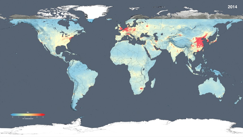 Global NO2 Concentrations, Endpoint Fade 2005, 2014