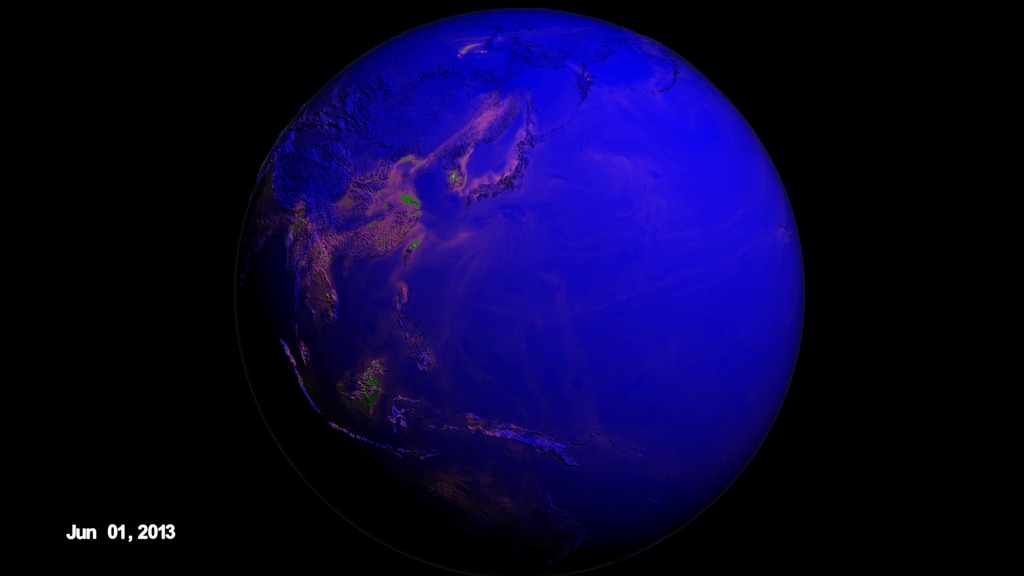 CH2O levels over the Korean peninsula in June 2013.  CH2O is commonly known as methanal or formaldehyde. 