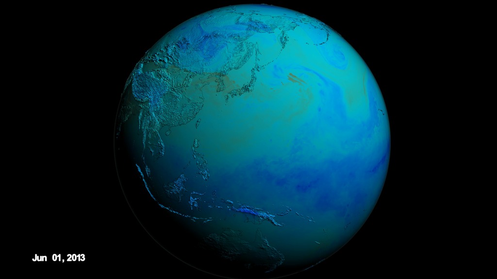 Total Tropospheric Ozone over the Korean peninsula in June 2013.