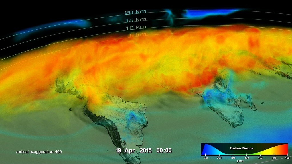 Narrated visualization showing seasonal drawdown in carbon dioxideThis video is also available on our YouTube channel.