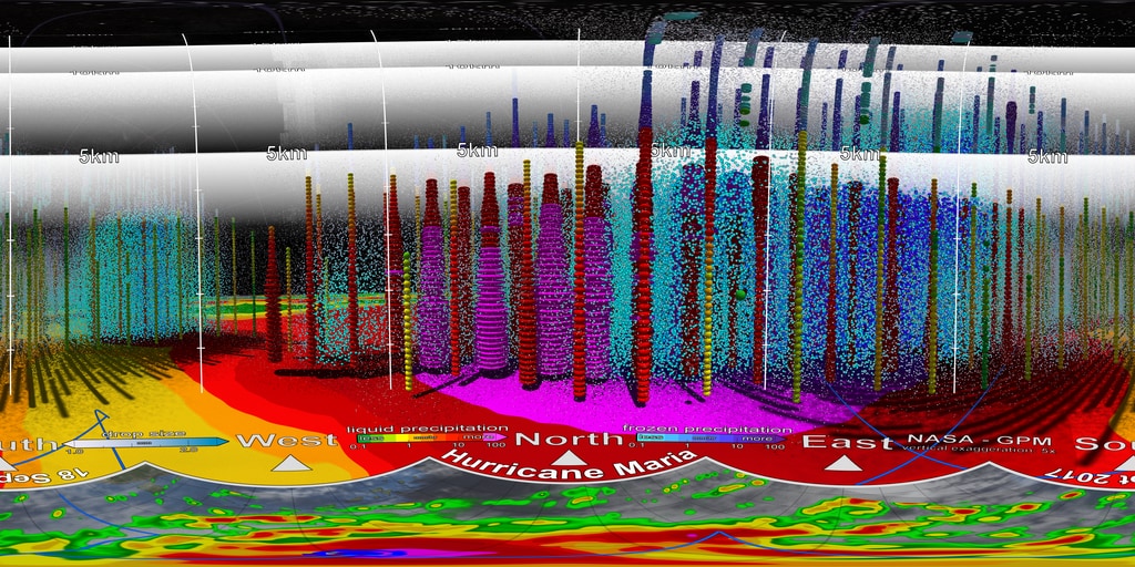 Visualization of Hurricane Maria.  These are full 360 degree frames.  These fames appear warped because they include the entire 360 degree view.This video is also available on our YouTube channel.