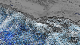 This is a collection of visualizations of ocean flows created in support of NASA's 2020 sea level rise campaign.  There are 5 regions of focus:
  • central Pacific
  • central Atlantic
  • southeast Asia
  • US east coast
  • US west coast

The span of time shown in each visualization is about 10 months.  The data used for each visualization comes from the ECCO-2 ocean model using data from 2010-01-15T00:12:58 to 2010-11-22T11:10:31.  Each frame of the animation is approximately 2 hours apart.