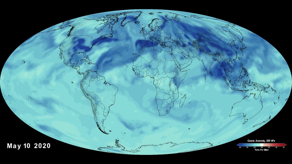 Free tropospheric ozone anomaly at 500 hPa