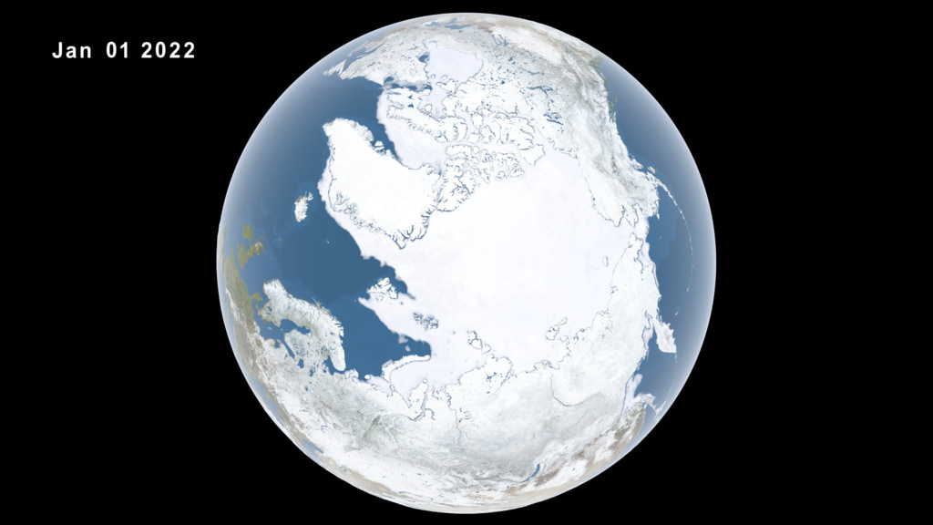 2022 Arctic daily sea ice with date