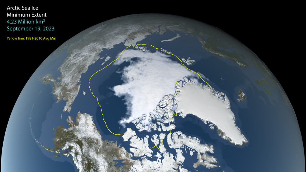 Arctic sea ice minimum extent, September 19, 2023