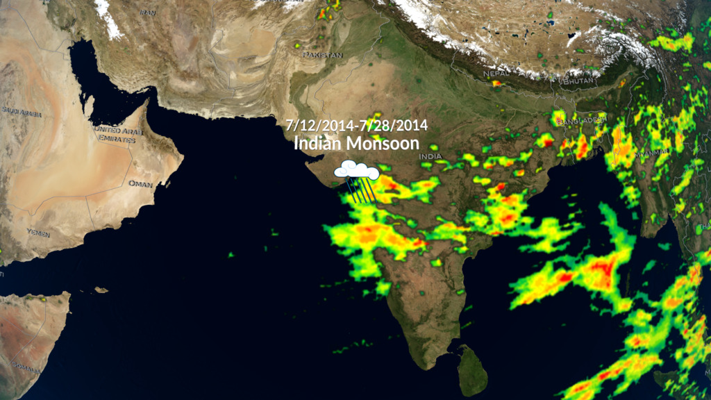 Global tour of Earth - stopping off at 10 different spots to highlight significant precipitation events that GPM has covered over the past 10 years. These events include the 2014 Indian Monsoons, Hurricane Kilo in 2015, Hurricane Matthew in 2016, Hurricane Harvey in 2017, the Snow Bomb Cyclone in 2018, Hurricane Dorian in 2019, Hurricane Laura in 2020, El Nino/La Nina in 2021, Australian floods in 2022, Cyclone Freddy in 2023, and the IMERG monthly climatology data product produced in 2024. 