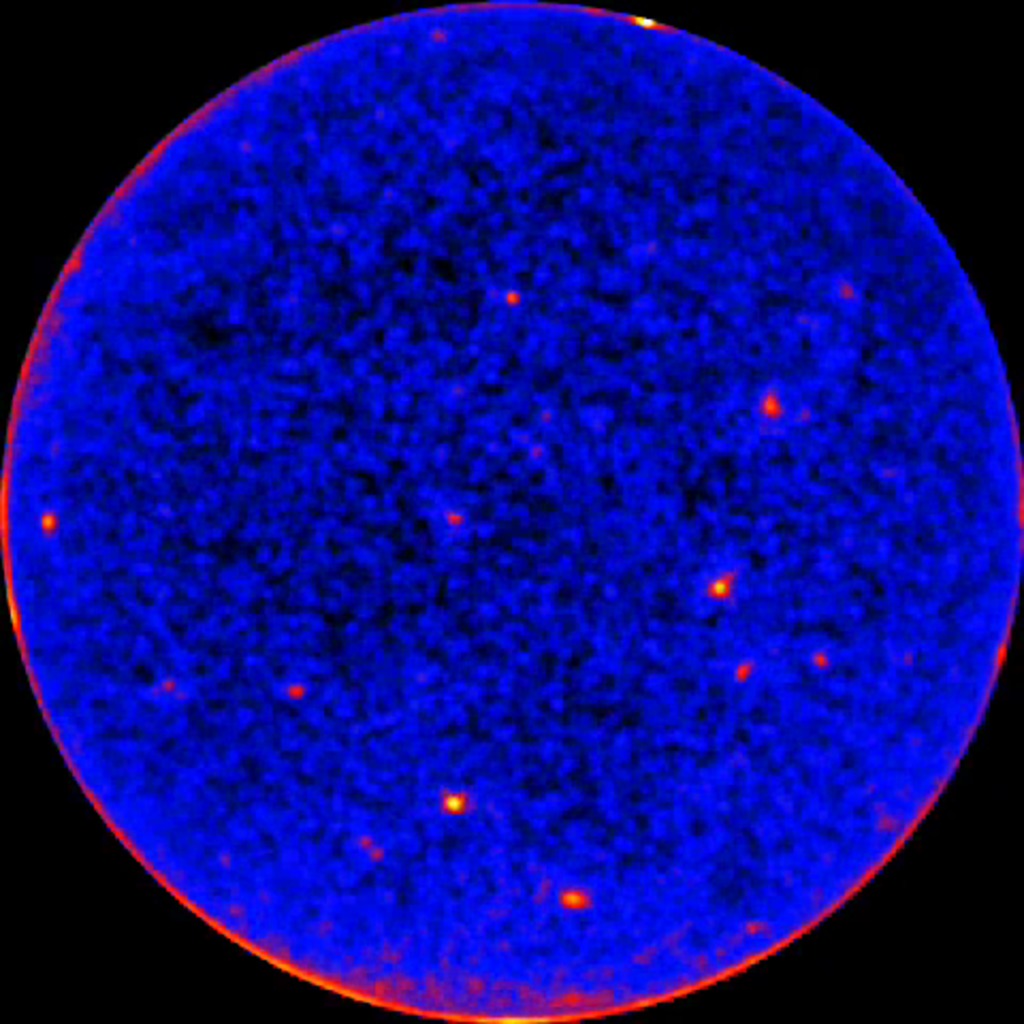 Galactic north pole map of blazars observed by Fermi, without overlays.