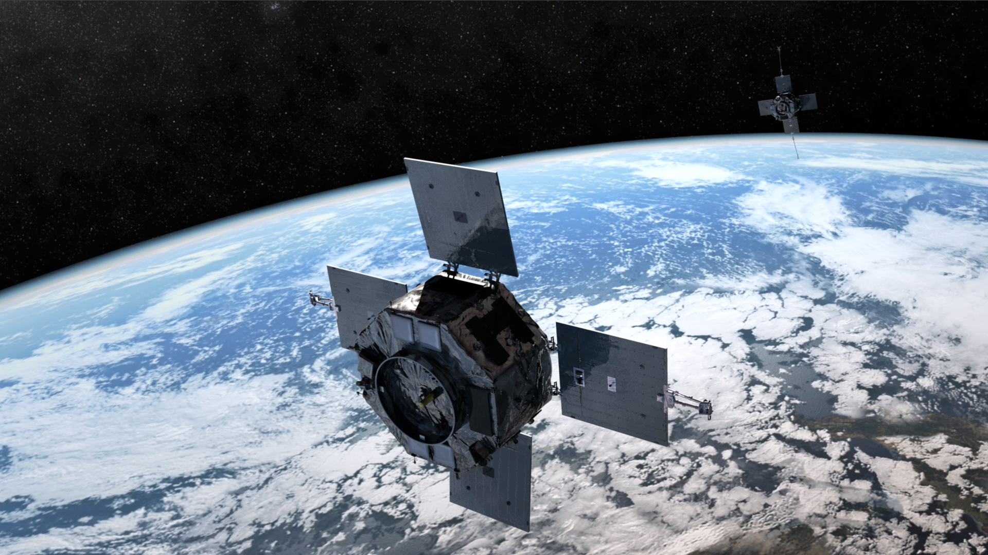 Animation showing RBSP's deployment of its solar arrays and the Electric and Magnetic Field Instrument Suite and Integrated Science (EMFISIS) magnetometer booms.Credit: NASA/Johns Hopkins University Applied Physics Laboratory