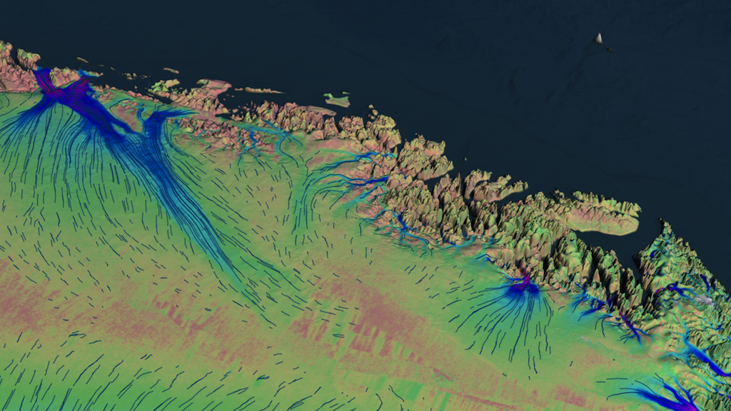 Watch ice journey across Greenland's massive ice sheet.