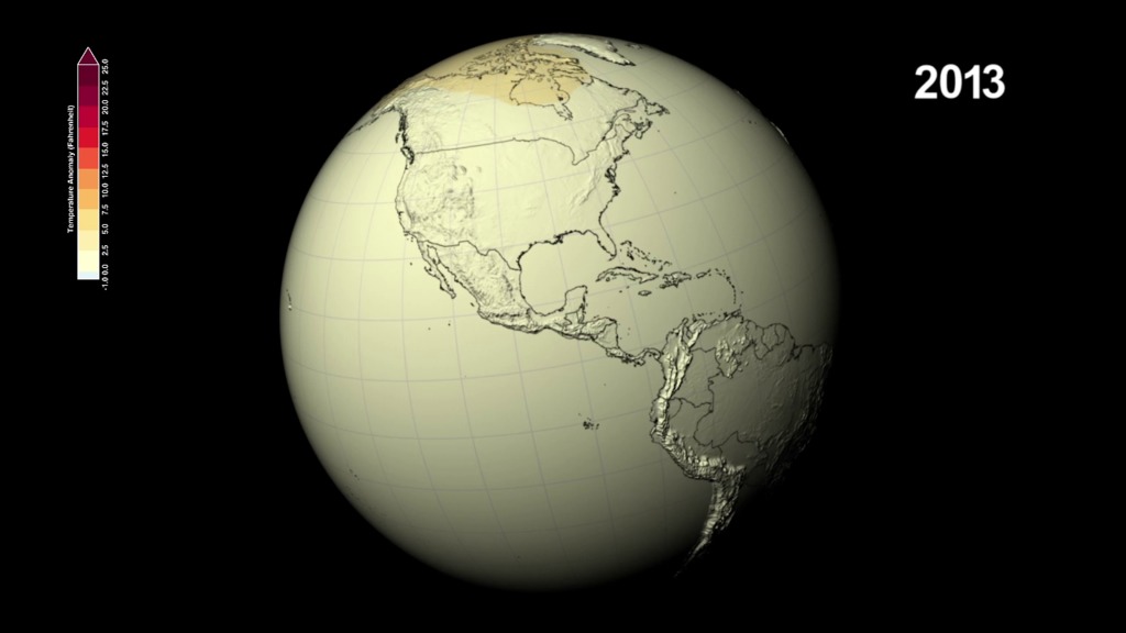 Climate models used by the Intergovernmental Panel on Climate Change estimate global temperature and precipitation patterns will change throughout the 21st century given current rising greenhouse gas concentrations. This visualization is based on a scenario in which carbon dioxide concentrations reach 670 parts per million by 2100, up from around 400 ppm today. Credit: NASA Center for Climate Simulation/Scientific Visualization StudioFor complete transcript, click here.This video is also available on our YouTube channel.