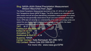 A Japanese H-IIA rocket with the NASA-Japan Aerospace Exploration Agency (JAXA), Global Precipitation Measurement (GPM) Core Observatory onboard, is seen launching from th Tanegashima Space Center, 1:37 PM (EST) on Friday, Feb. 28, 2014, Tanegashima Space Center. The GPM spacecraft will collect information that unifies data from an international network of existing and future satellites to map global rainfall and snowfall every three hours.