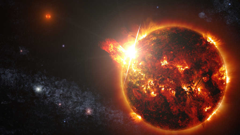 A red dwarf star unleashes a series of powerful flares.