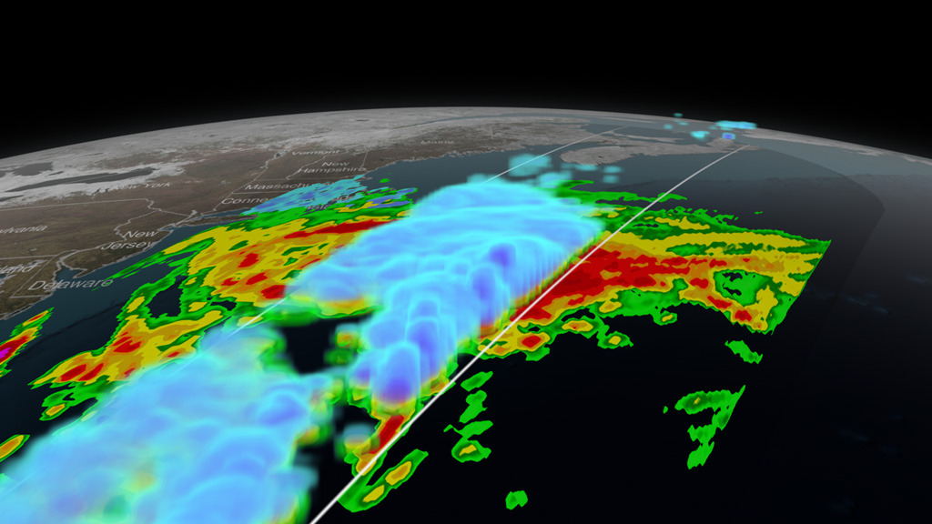 A NASA satellite looks inside the winter storm that hit the northeastern U.S. in January 2015.