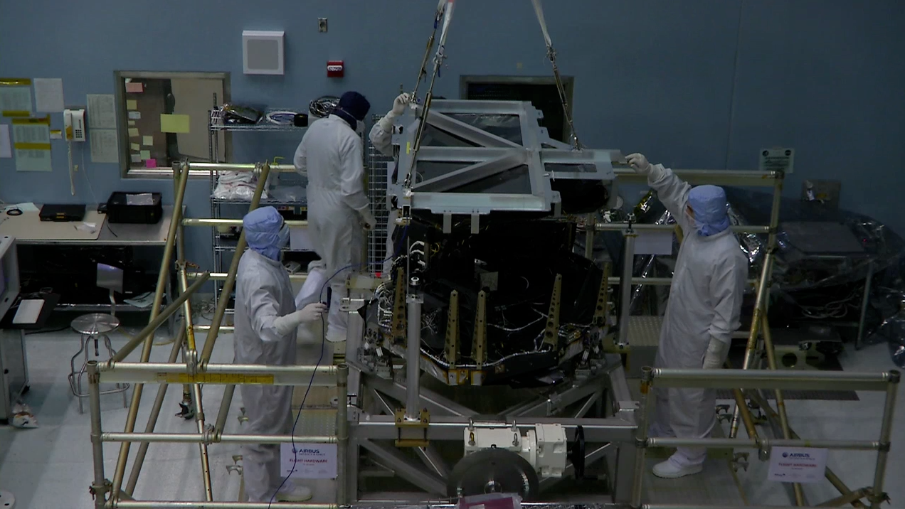  B-roll video of Airbus engineers prepping the NIRSpec instrument for surgery at NASA Goddard Space Flight Center