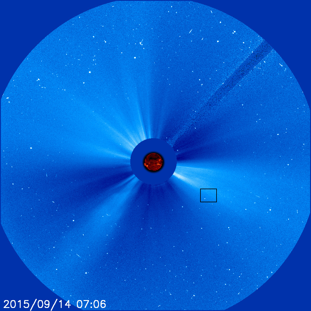 Inset image of SOHO's 3,000th comet. Credit: SOHO/ESA/NASA/NRL