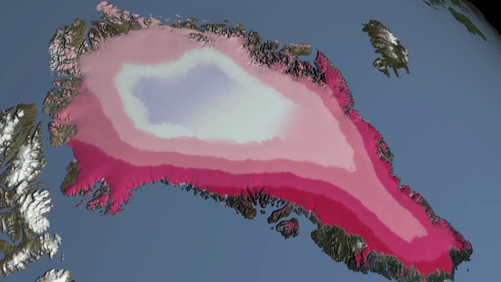 LEAD: Detailed measurements from NASA satellites are yielding new perspectives on sea level rise.1. This visualization shows the sea level change between 1992 and 2014. Since 1992, seas around the world have risen an average of nearly 3 inches. Regional differences in sea levels are caused by ocean currents and natural long-term ocean cycles.2. Scientists estimate one-third of the ocean rise is caused by the melting of the Greenland and Antarctic ice shelves. The big concern now is that the ice sheets are ‘waking up’ to the warming climate and will contribute more and more to sea level rise in the coming decades.3. An intense research effort by NASA and others is now underway to measure and analyze how Greenland and Antarctica will respond to Earth's warmer air temperatures and the changing ocean currents along the edges of the ice shelves.TAG: Faster melting of the polar ice caps could mean sea rise of 3 feet or more by the end of the century.