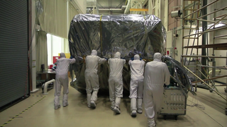 Produced video showing engineers placing the Webb Telescope's Integrated Science Instrument Module (ISIM) with all four Webb telescope instruments into the Space Environment Simulator for its last cryogenic test before being integraed into the telescope.  (10-14-2015)