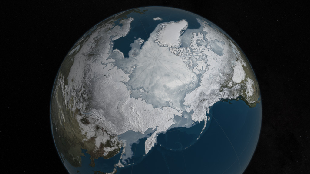 Arctic sea ice was at a record low wintertime maximum extent for the second straight year.